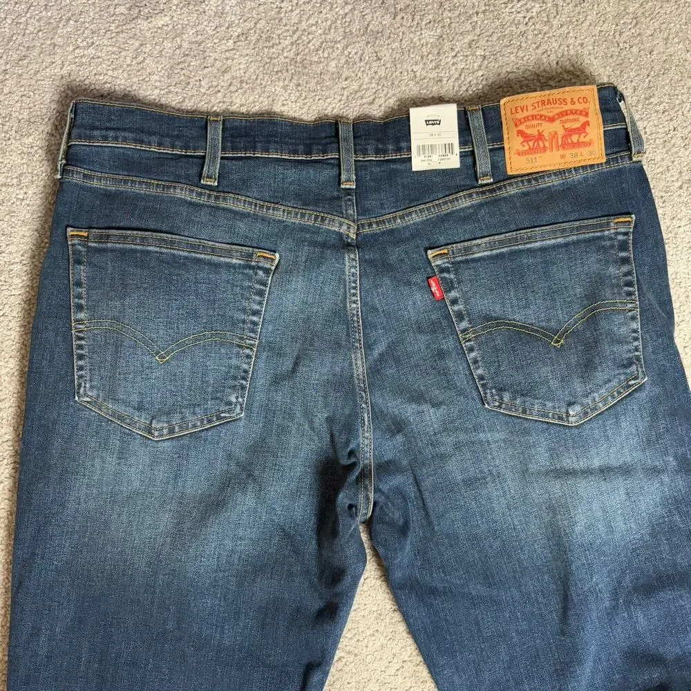 Levi's 511 Denim Slim Fit Men's Jeans Dark Wash Size 36x30 Tailored Stretch